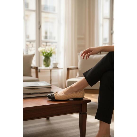 Paul Mayer Attitudes 'Cozy' Quilted Leather Ballet Flat‎ NIB